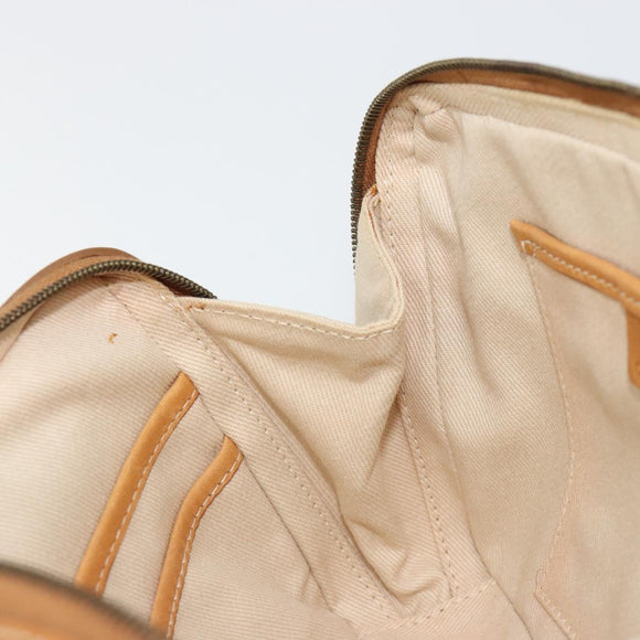 CELINE C Macadam Canvas Shoulder Bag Beige Gold Auth 184120A