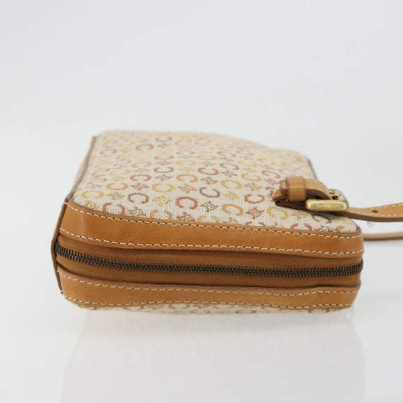 CELINE C Macadam Canvas Shoulder Bag Beige Gold Auth 184120A