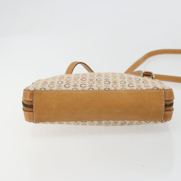 CELINE C Macadam Canvas Shoulder Bag Beige Gold Auth 184120A