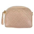 CHANEL Chain Shoulder Bag Lamb Skin Beige Gold CC Auth 184126-13