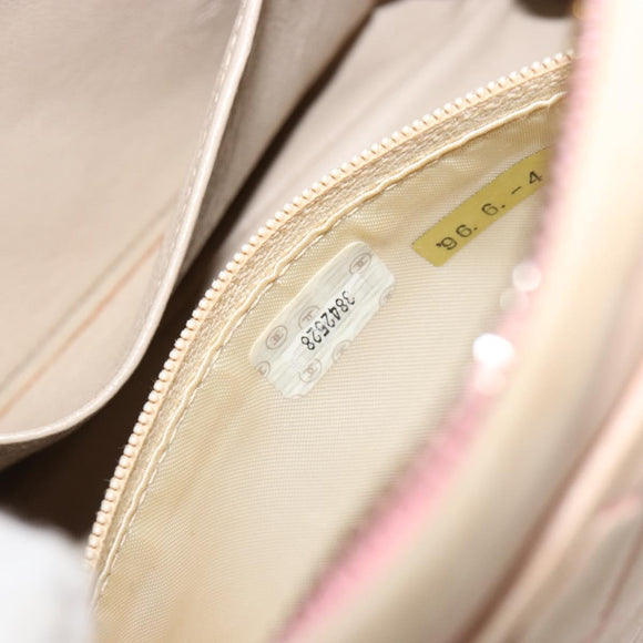 CHANEL Chain Shoulder Bag Lamb Skin Beige Gold CC Auth 184126