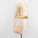 CHANEL Chain Shoulder Bag Lamb Skin Beige Gold CC Auth 184126-25