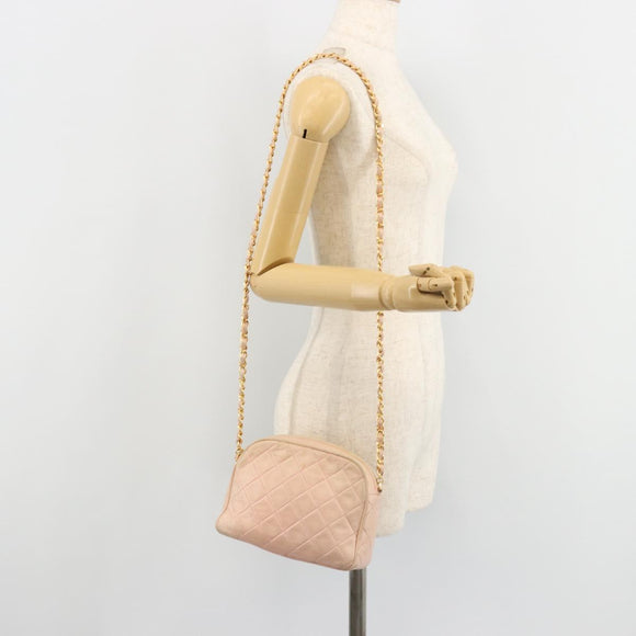CHANEL Chain Shoulder Bag Lamb Skin Beige Gold CC Auth 184126