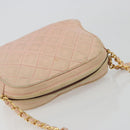 CHANEL Chain Shoulder Bag Lamb Skin Beige Gold CC Auth 184126-6