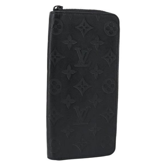 LOUIS VUITTON Shadow Zippy Wallet Vertical Long Wallet Black M62902 Auth 184127M