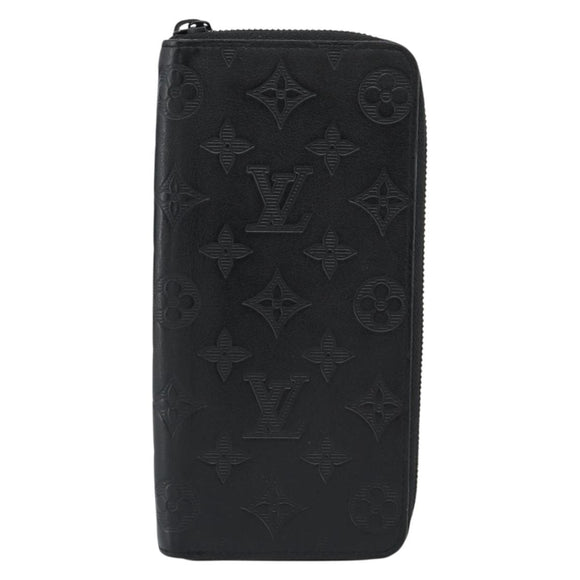 LOUIS VUITTON Shadow Zippy Wallet Vertical Long Wallet Black M62902 Auth 184127M