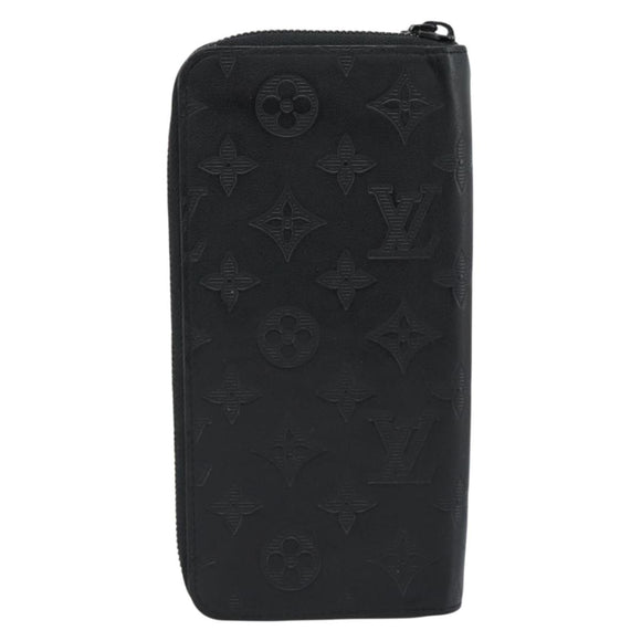 LOUIS VUITTON Shadow Zippy Wallet Vertical Long Wallet Black M62902 Auth 184127M