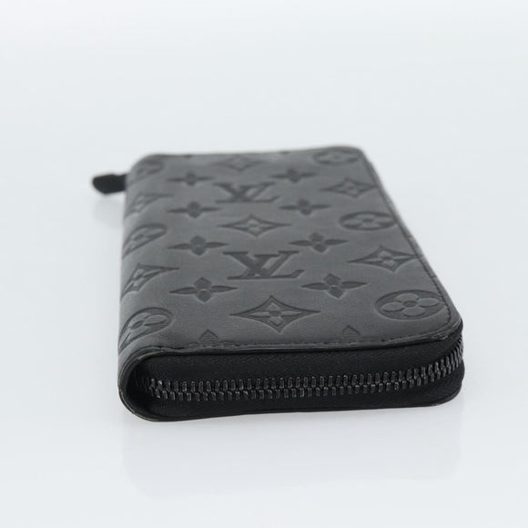 LOUIS VUITTON Shadow Zippy Wallet Vertical Long Wallet Black M62902 Auth 184127M