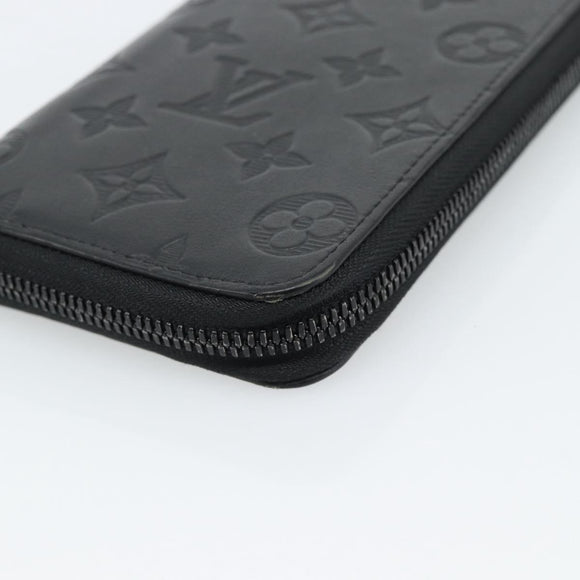LOUIS VUITTON Shadow Zippy Wallet Vertical Long Wallet Black M62902 Auth 184127M