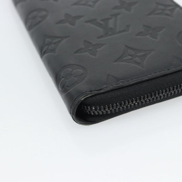 LOUIS VUITTON Shadow Zippy Wallet Vertical Long Wallet Black M62902 Auth 184127M