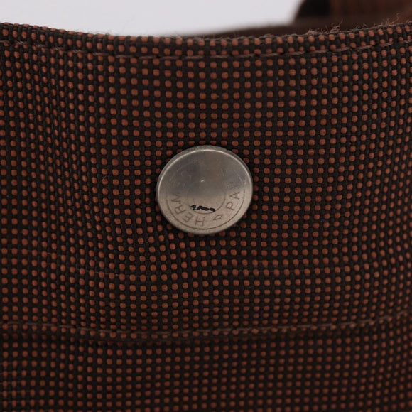 HERMES Her Line Tote MM Tote Bag Canvas Brown Silver Auth 184135