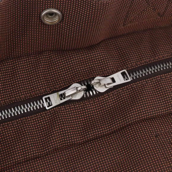 HERMES Her Line Tote MM Tote Bag Canvas Brown Silver Auth 184135