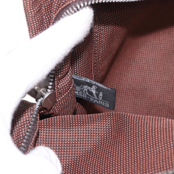 HERMES Her Line Tote MM Tote Bag Canvas Brown Silver Auth 184135