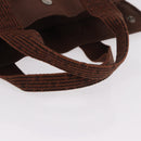 HERMES Her Line Tote MM Tote Bag Canvas Brown Silver Auth 184135-7