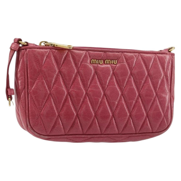 Miu Miu Pouch Leather Pink Gold Auth 184151