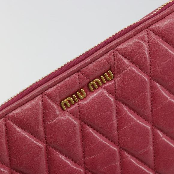Miu Miu Pouch Leather Pink Gold Auth 184151