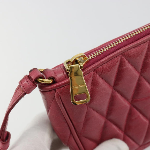 Miu Miu Pouch Leather Pink Gold Auth 184151