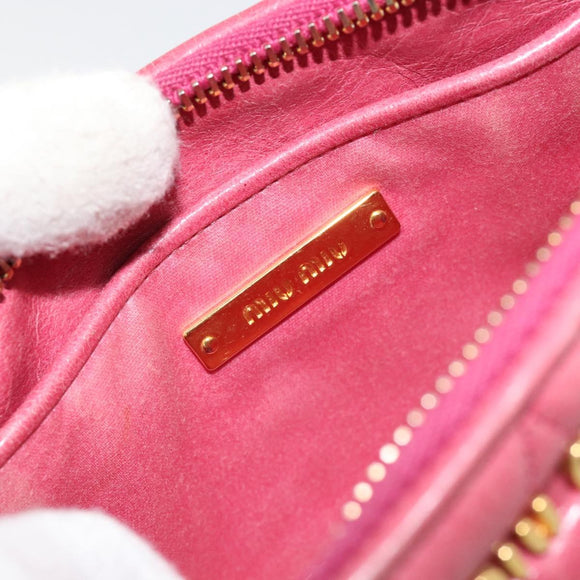 Miu Miu Pouch Leather Pink Gold Auth 184151