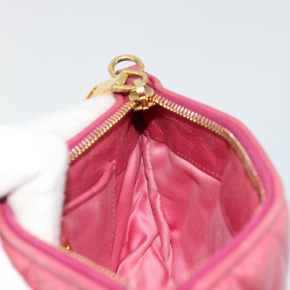 Miu Miu Pouch Leather Pink Gold Auth 184151