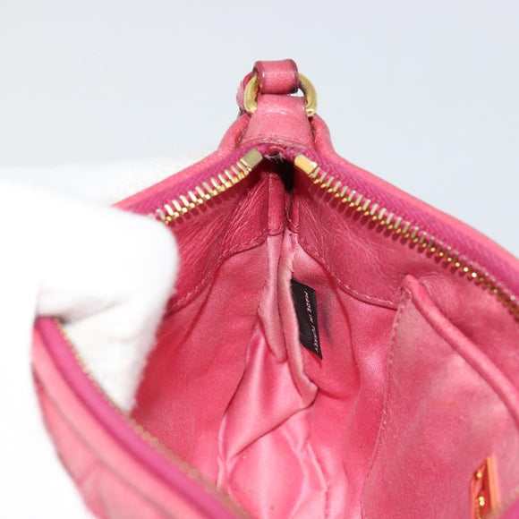 Miu Miu Pouch Leather Pink Gold Auth 184151
