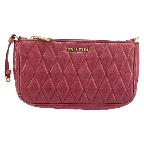 Miu Miu Pouch Leather Pink Gold Auth 184151