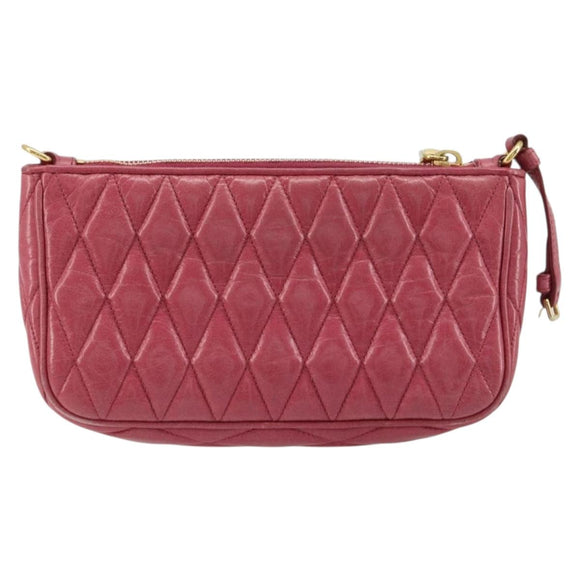 Miu Miu Pouch Leather Pink Gold Auth 184151