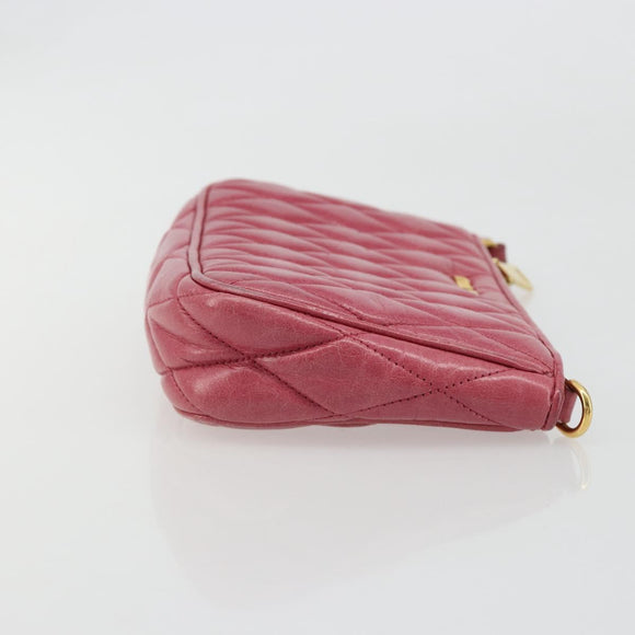 Miu Miu Pouch Leather Pink Gold Auth 184151