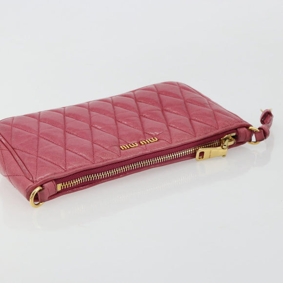 Miu Miu Pouch Leather Pink Gold Auth 184151