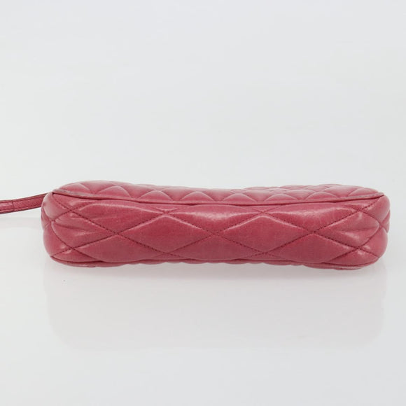 Miu Miu Pouch Leather Pink Gold Auth 184151