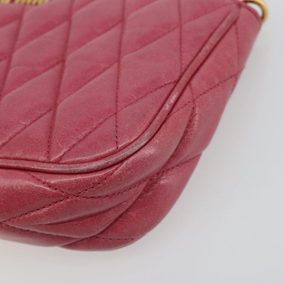 Miu Miu Pouch Leather Pink Gold Auth 184151