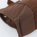 HERMES Her Line Tote PM Tote Bag Canvas Brown Silver Auth 184152-14
