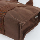 HERMES Her Line Tote PM Tote Bag Canvas Brown Silver Auth 184152-15