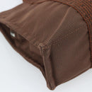 HERMES Her Line Tote PM Tote Bag Canvas Brown Silver Auth 184152-16