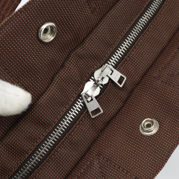 HERMES Her Line Tote PM Tote Bag Canvas Brown Silver Auth 184152