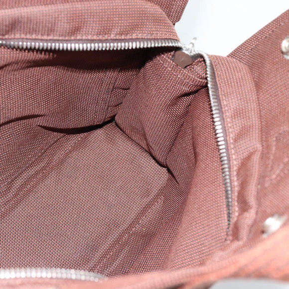 HERMES Her Line Tote PM Tote Bag Canvas Brown Silver Auth 184152