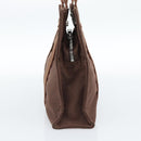 HERMES Her Line Tote PM Tote Bag Canvas Brown Silver Auth 184152-3