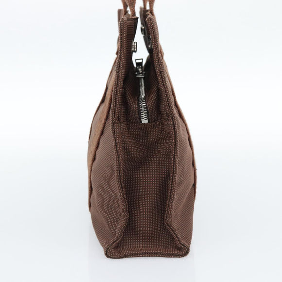 HERMES Her Line Tote PM Tote Bag Canvas Brown Silver Auth 184152