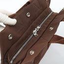 HERMES Her Line Tote PM Tote Bag Canvas Brown Silver Auth 184152-6