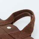 HERMES Her Line Tote PM Tote Bag Canvas Brown Silver Auth 184152-8
