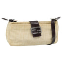 FENDI Zucca Canvas Mamma Baguette Schultertasche Beige Silber Auth 184155-1