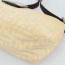 FENDI Zucca Canvas Mamma Baguette Schultertasche Beige Silber Auth 184155-10