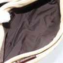 FENDI Zucca Canvas Mamma Baguette Schultertasche Beige Silber Auth 184155-16