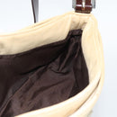 FENDI Zucca Canvas Mamma Baguette Schultertasche Beige Silber Auth 184155-17