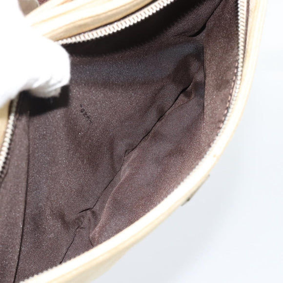 FENDI Zucca Canvas Mamma Baguette Schultertasche Beige Silber Auth 184155