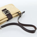 FENDI Zucca Canvas Mamma Baguette Schultertasche Beige Silber Auth 184155-7
