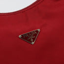 PRADA Hand Pouch Nylon Red Silver Auth 184157-15