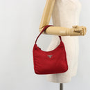 PRADA Hand Pouch Nylon Red Silver Auth 184157-21