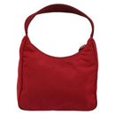 PRADA Hand Pouch Nylon Red Silver Auth 184157-3