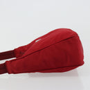 PRADA Hand Pouch Nylon Red Silver Auth 184157-5