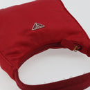 PRADA Hand Pouch Nylon Red Silver Auth 184157-6
